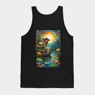 Stained Glass Girl At Lily Pond Tank Top